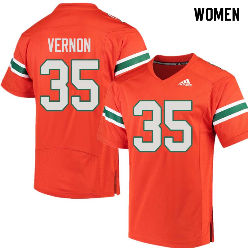 Women Miami Hurricanes #35 Olivier Vernon College Football Jerseys Sale-Orange